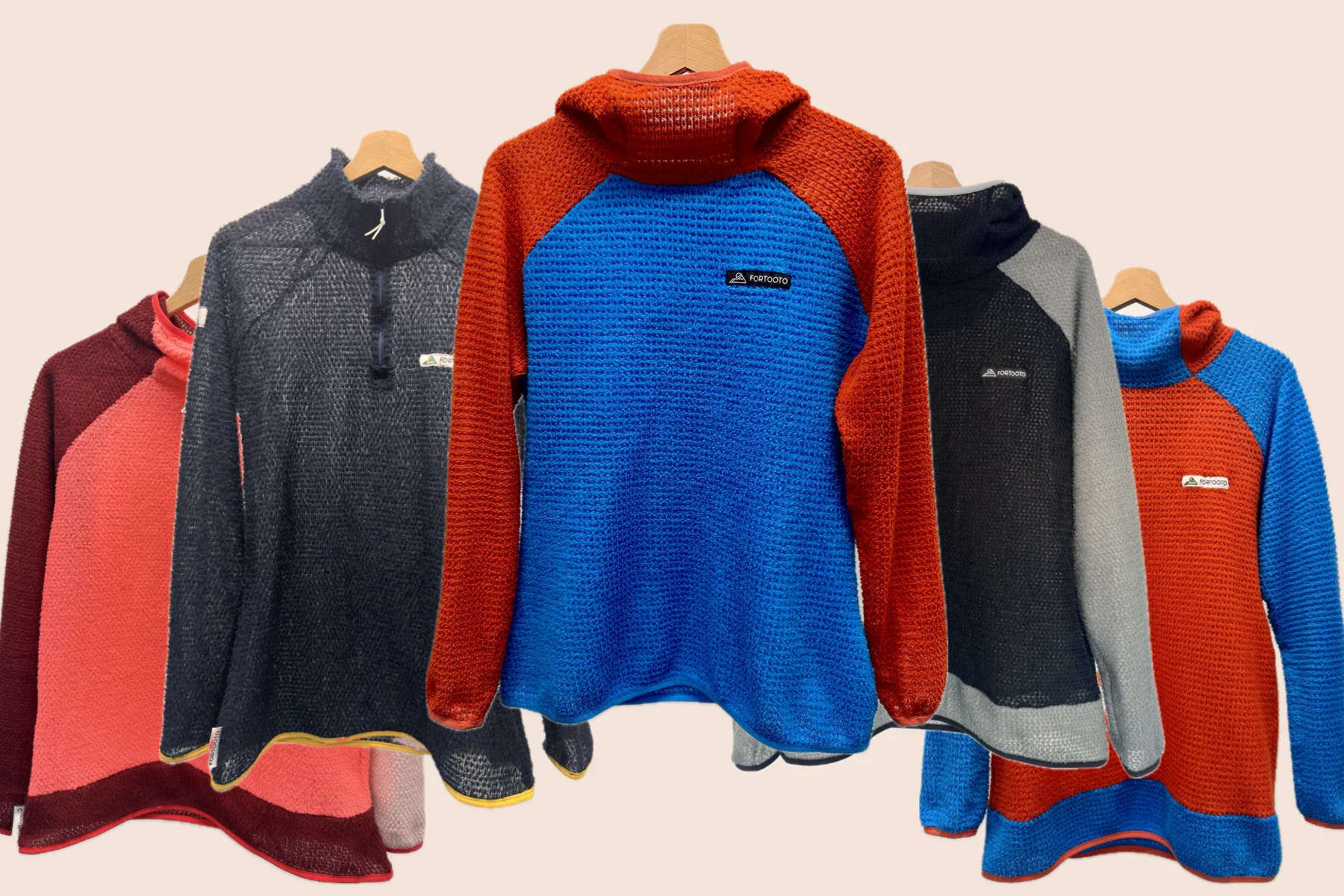 Custom hoodie process visual with multiple Alpha hoodie builds
